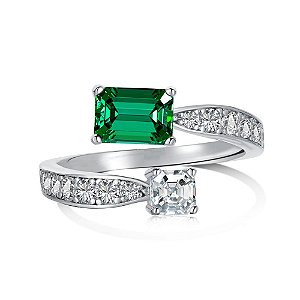 Anel Ajustavel Pedra Verde Prata 925 Legítima Eternal Joias