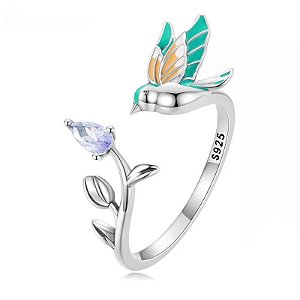 Anel Ajustavel beija-flor Colibri Em Prata 925 Eternal Joias