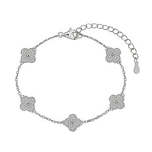 Pulseira Trevinho Cravejado Prata Legítima 925 Eternal Joias