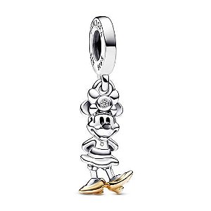 Berloque Minnie Sapatinho Dourado Pendente Prata
