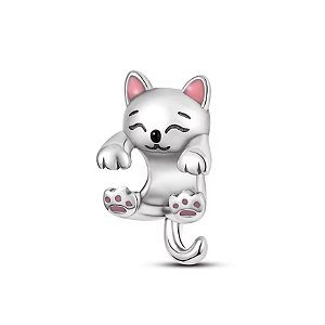 Berloque Gatinho Brincalhão Pendurado Prata Eternal Joias