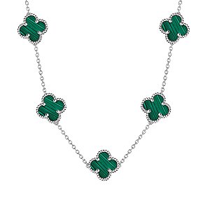 Colar Trevos Verde Em Prata Legítima 925 Eternal Joias