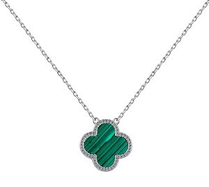 Colar Trevo Verde Em Prata Legítima 925 Eternal Joias