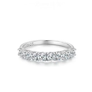 Anel Meia Aliança Moissanite certificado GR 0.10ct Prata 925