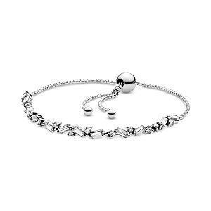 Pulseira Ajustavel Cordão Brilho Em Prata 925 Legítima
