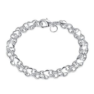 Pulseira Corações Banho de Prata Eternal Joias