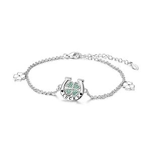 Pulseira Sorte Ferradura e Trevos Banho de Prata