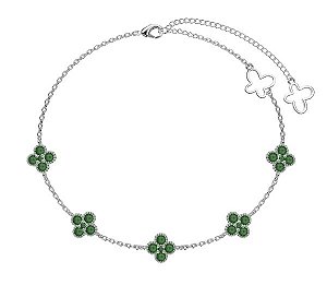 Pulseira Trevinhos Verde Em Prata Legítima 925 Eternal Joias