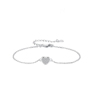 Pulseira Coração Cravejado Prata Legítima 925 Eternal Joias