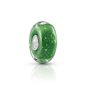 Berloque de vidro murano verde ondulado prata legítima 925