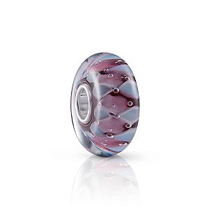 Berloque de vidro murano geométrico azul e rosa em prata 925