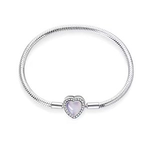 Bracelete Coração Azul Para Berloques Banho de Prata