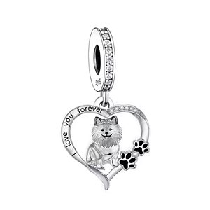 Berloque Cachorro Chow-Chow Em Prata Legítima 925