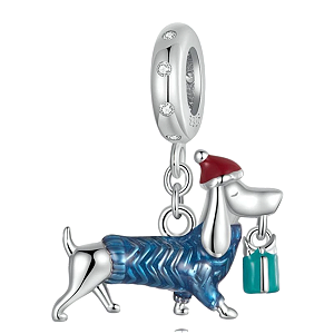 Berloque Dachshund Salsicha Natal Prata Legítima 925