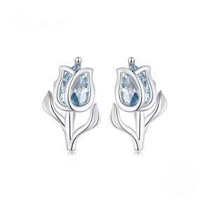 Brinco flor de tulipa em prata 925 legitima eternal joias