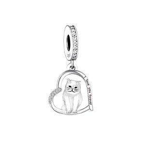 Berloque Gato Gatinho Miau Prata 925 legitima