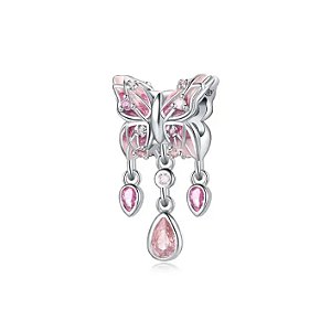 Berloque borboleta separador rosa prata eternal joias