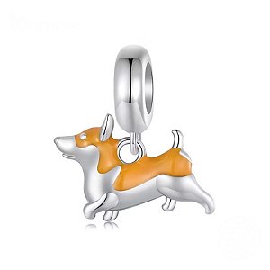 Berloque pendente cachorro welsh corgi prata legítima 925