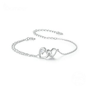 Pulseira corações eternos em prata legítima 925
