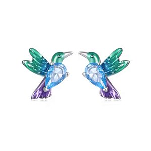 Brinco mini beija-flor em prata legítima 925 Eternal Joias