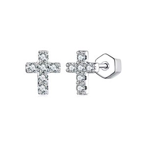 Brinco Cruz 1.5mm 0.015ct 8h8A moissanite certificado GRA