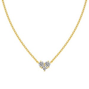 Colar coração minimalista banho ouro 18k prata legítima 925