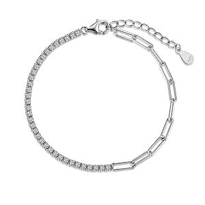 Pulseira minimalista riviera com elos em prata legítima 925