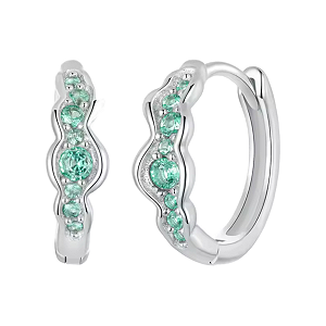 Brinco Argola Zircônia Verde Em Prata Legítima 925