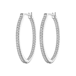 Brinco Argola Cravejada 22mm Em Prata 925 legitima Eternal