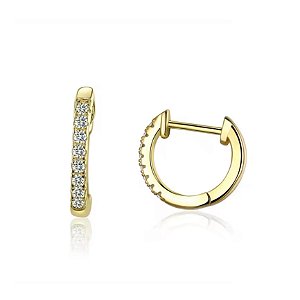 Brinco argolinha 1cm banho de ouro 18k em prata legítima 925
