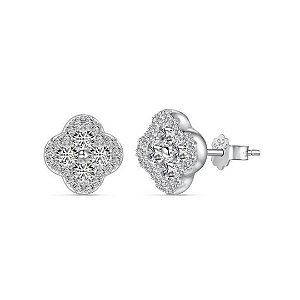 Brinco trevinho cristal em prata legítima 925 Eternal Joias