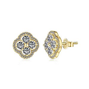 Brinco trevinho brilhante banho ouro 18k em prata 925