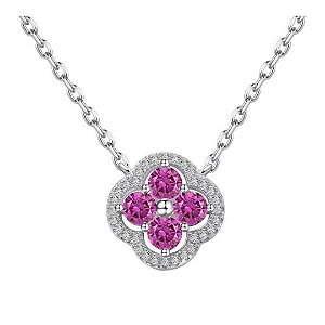 Colar trevinho rosa em prata legítima 925 Eternal Joias
