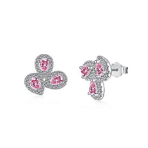 Brinco gotinhas rosa em prata legítima 925 Eternal Joias