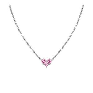 Colar coração rosa minimalista em prata legítima 925