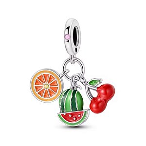 Berloque frutas laranja cereja melancia prata Eternal Joias