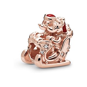 Berloque trenó de natal mickey e minnie prata Eternal Joias