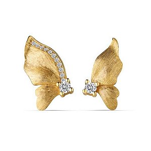Brinco borboleta encantada banho ouro 18k Prata 925 Legítima