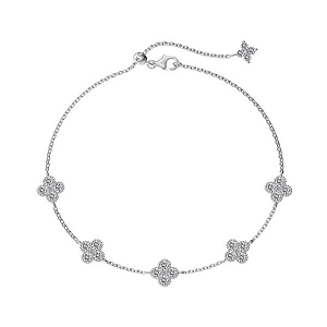 Pulseira Ajustável Trevinhos Em Prata 925 Legítima