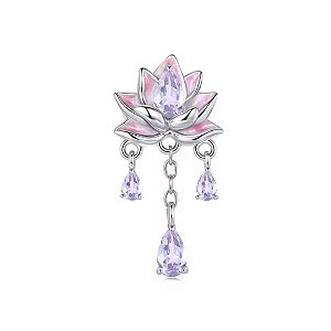 Berloque stopper flor de lótus em prata legítima 925