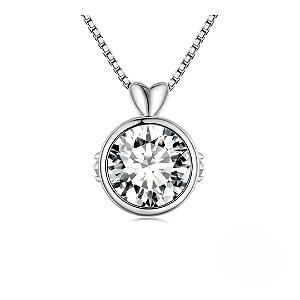 Colar ponto de luz moissanite 6.5mm 1.0ct prata legítima 925