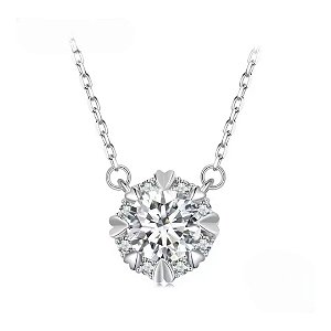 Colar elegância moissanite 6.5mm 1.0ct prata legítima 925
