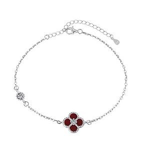 Pulseira trevinho vermelho em Prata Legítima 925