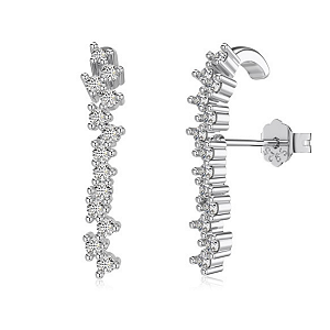 Brinco Ear Hook Cravejado Em Prata Legítima 925