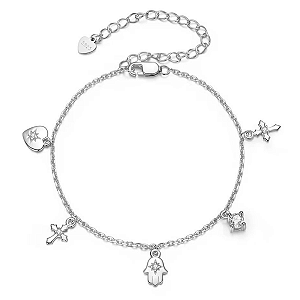 Pulseira Amuletos em Prata 925 Legitima Eternal Joias
