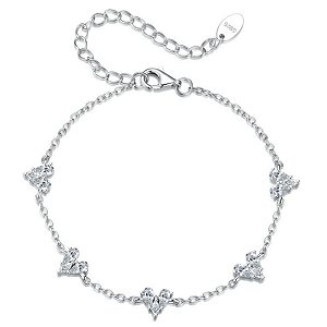 Pulseira Corações Brilhante Prata 925 Legitima Eternal Joias