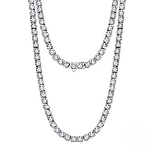Colar riviera fecho gaveta pedras moissanites 3mm prata 925