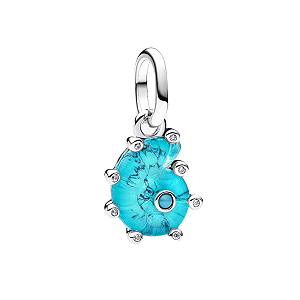 Berloque Pendente Concha Azul Vidro Murano Prata 925