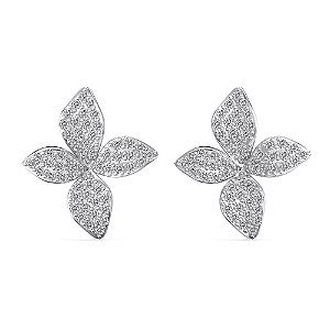 Brinco flor pétalas em prata legítima 925
