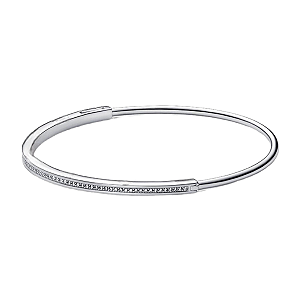 Bracelete Rígido Pavê Em Prata Legítima 925